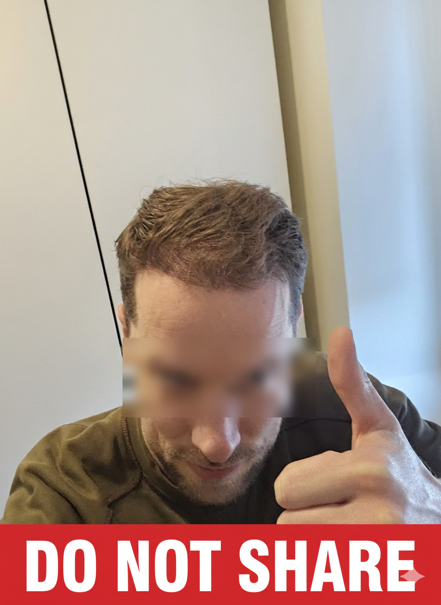 Haartransplantatie na 4 maanden — volle haarlijn en hersteld volume
